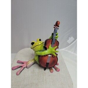 Rare Kitty's Critters Frog Leon w/Bass Cello 2006  6.5 x 7" EUC Gorgeous Colors